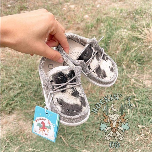 infant cow print hey dudes